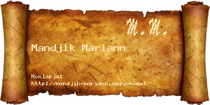Mandjik Mariann névjegykártya